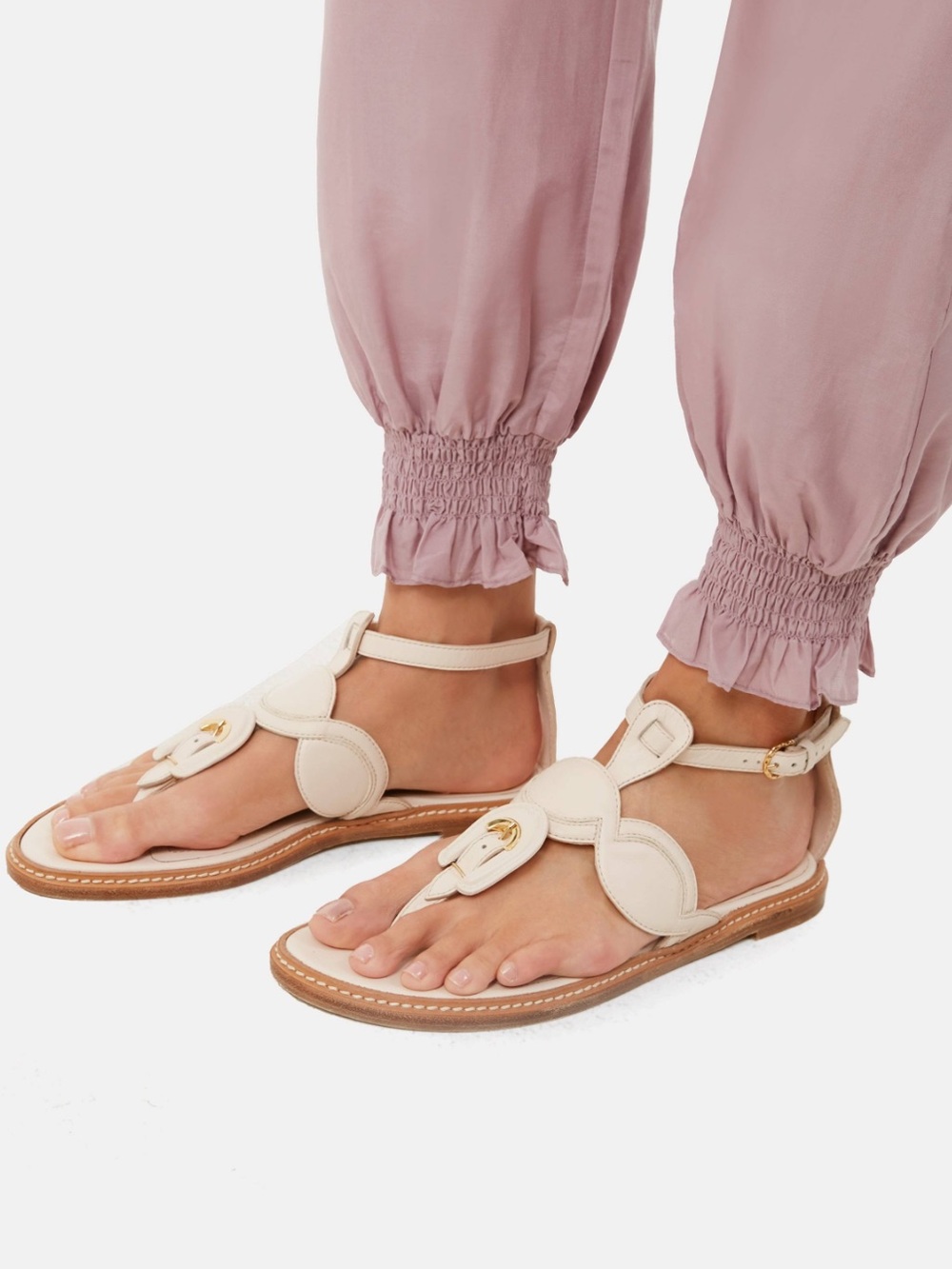 ULLA JOHNSON braided leather sandal in pearl ivory new in box